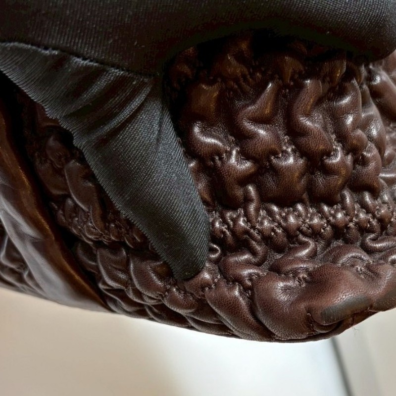 Chanel 深咖抓皺皮革托特肩側包-8