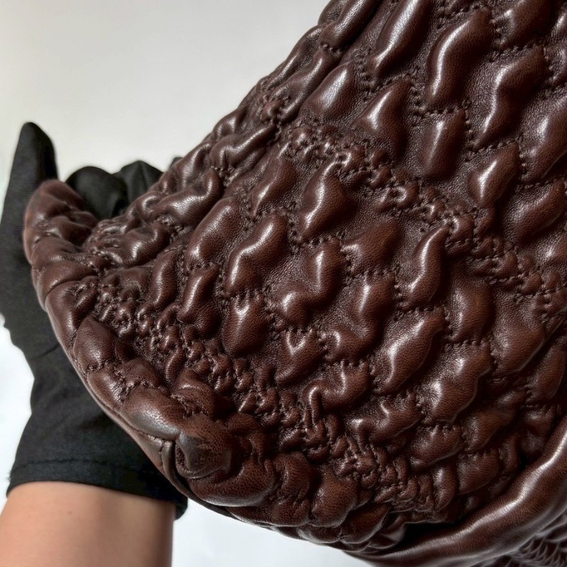 Chanel 深咖抓皺皮革托特肩側包-10