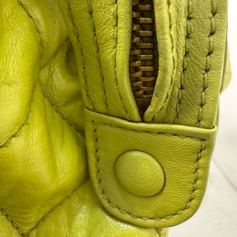 CHANEL Vintage 菱格紋檸檬綠肩背包-13