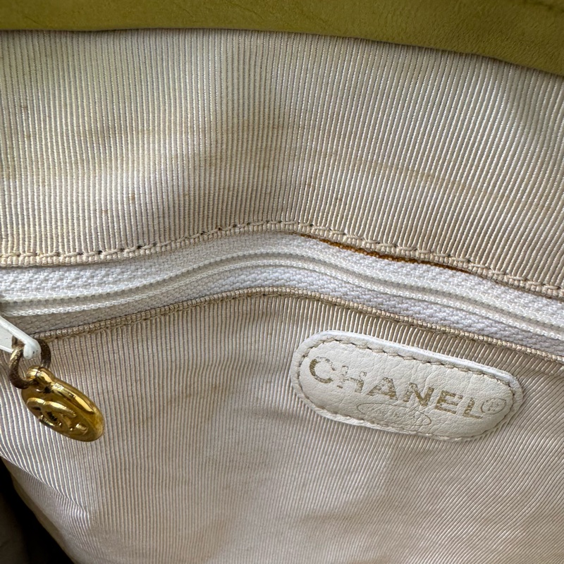 CHANEL Vintage 菱格紋檸檬綠肩背包-20