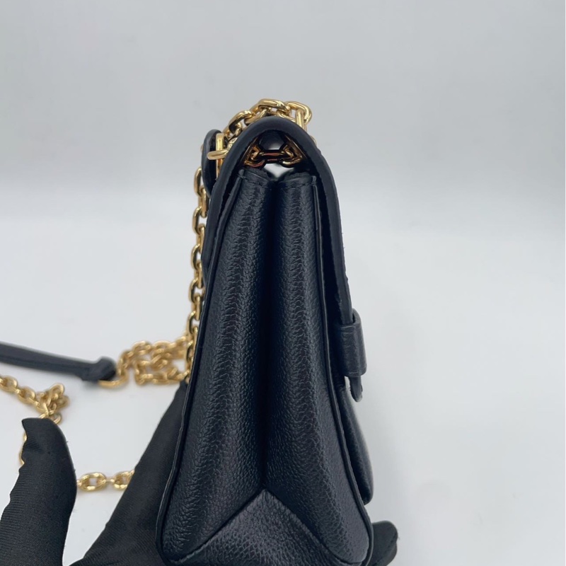 芯片款!全套全新帶膜!Louis Vuitton 全皮壓紋黑金 Vavin BB 薇薇安 斜挎包-5
