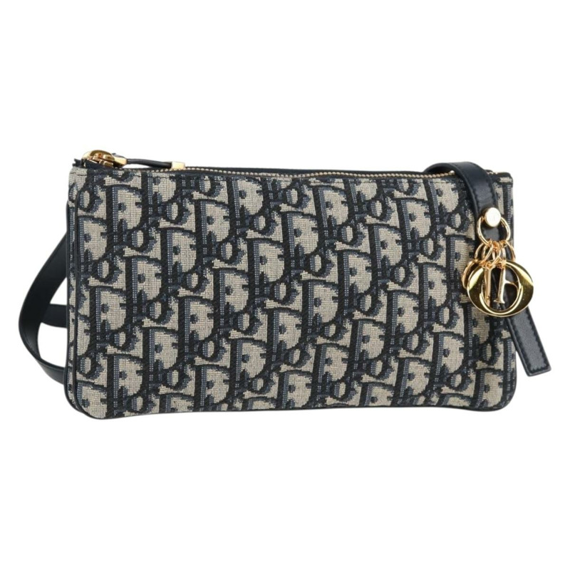 【日本直送】Christian Dior Trotter 帆布肩背包 海軍藍金色 正品 128034SM-0