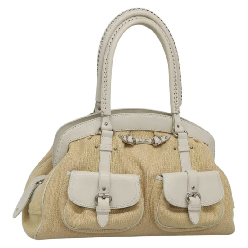 【日本直送】Christian Dior 手提包 拉菲草皮革 米色 白色 銀色 正品 132563-0