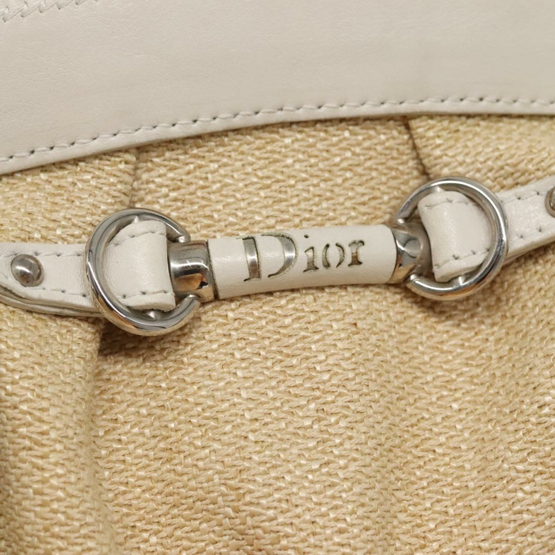 【日本直送】Christian Dior 手提包 拉菲草皮革 米色 白色 銀色 正品 132563-16