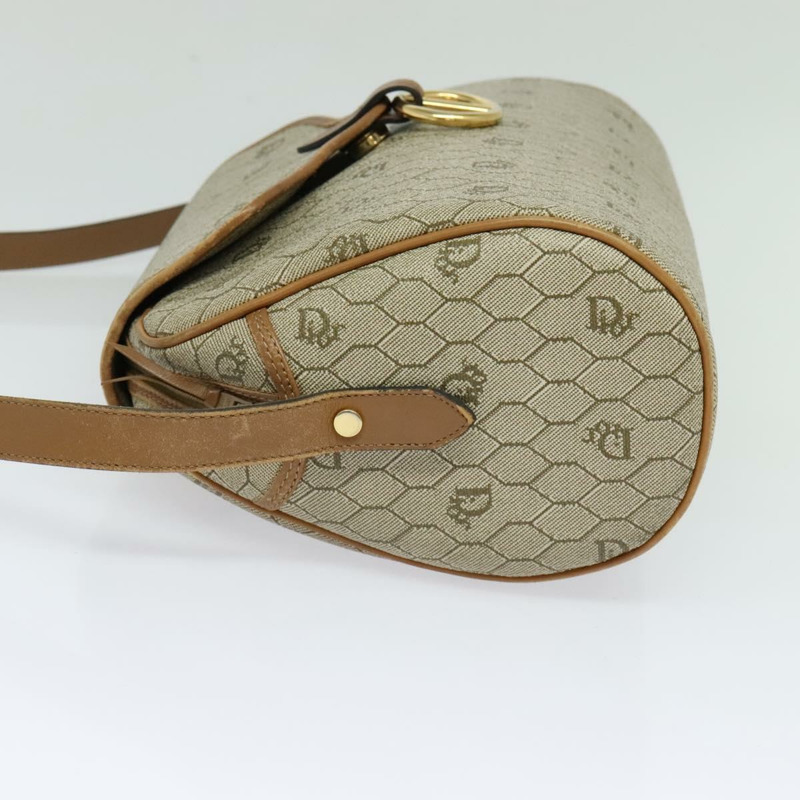 【日本直送】Christian Dior 蜂巢帆布肩背包 PVC 米色 金色 正品 132685-2