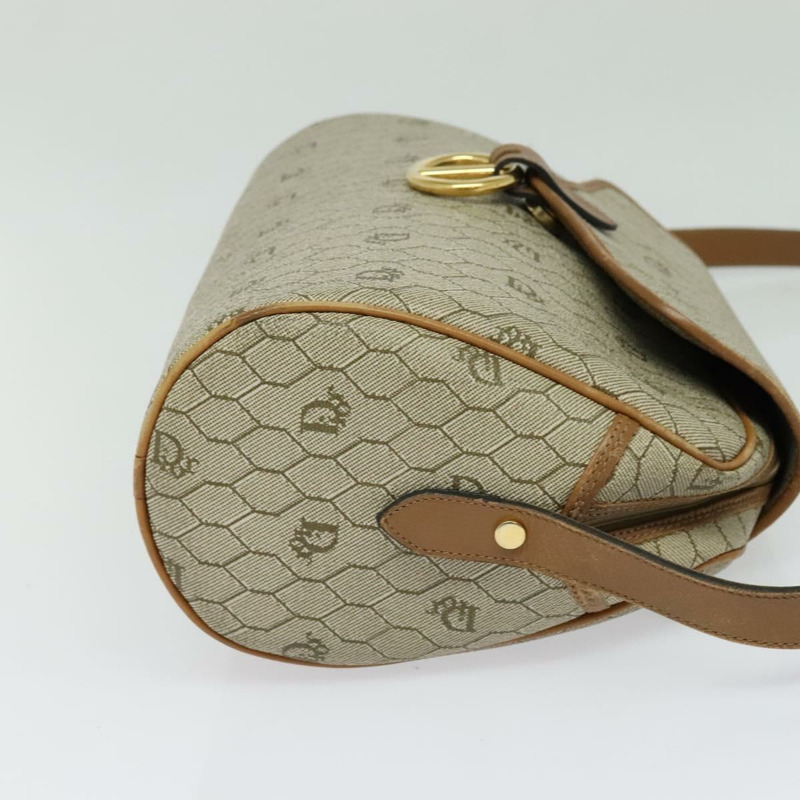 【日本直送】Christian Dior 蜂巢帆布肩背包 PVC 米色 金色 正品 132685-3