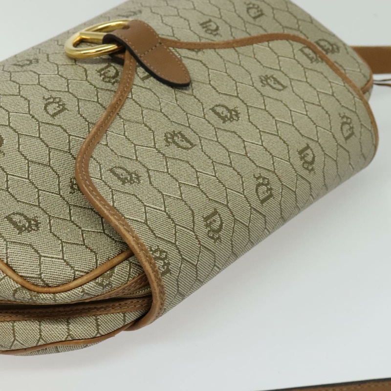 【日本直送】Christian Dior 蜂巢帆布肩背包 PVC 米色 金色 正品 132685-5