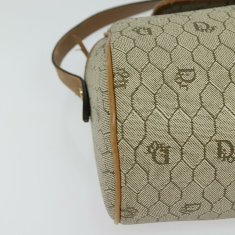 【日本直送】Christian Dior 蜂巢帆布肩背包 PVC 米色 金色 正品 132685-8