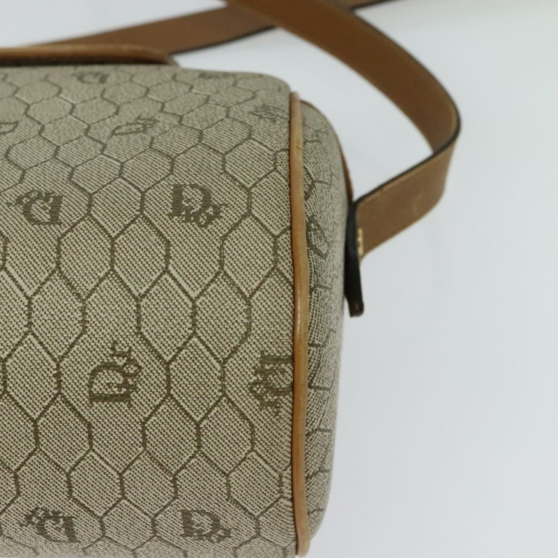 【日本直送】Christian Dior 蜂巢帆布肩背包 PVC 米色 金色 正品 132685-15