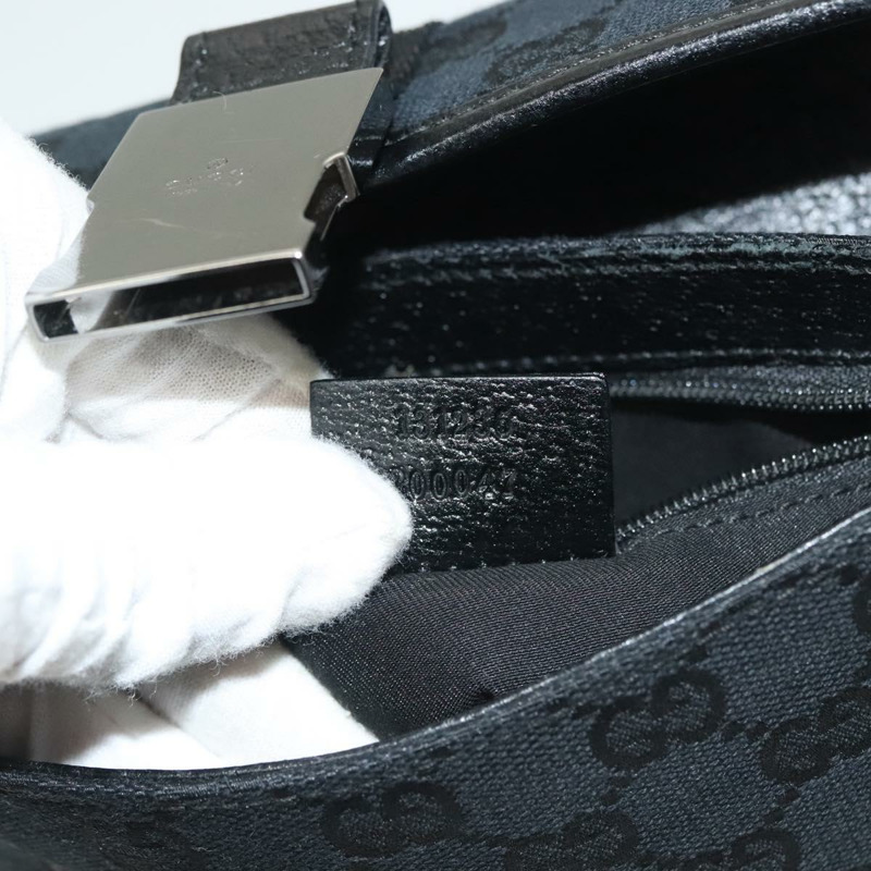 【日本直送】GUCCI GG帆布腰包 黑色 銀色 131236 正品 yk18870-11