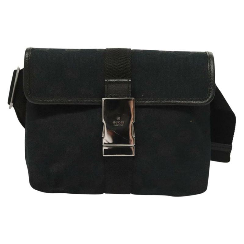 【日本直送】GUCCI GG帆布腰包 黑色 銀色 131236 正品 yk18870-12