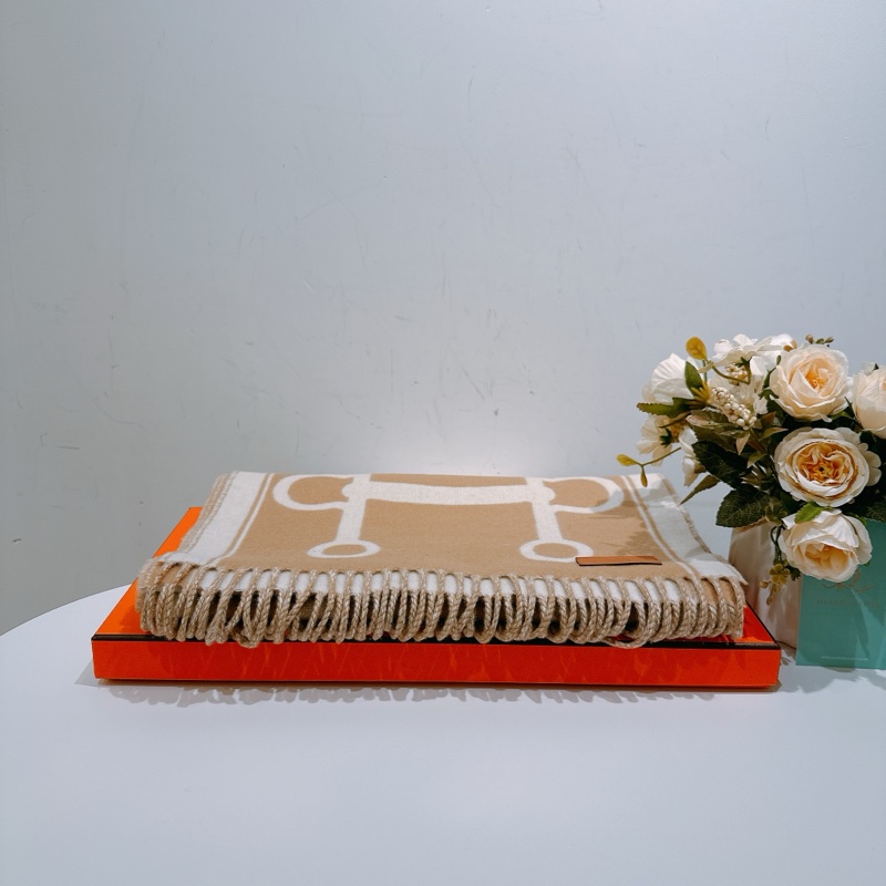 TW4366 Hermes 愛馬仕羊絨圍巾Casaque Mors 30 x 160 cm Scarf Camel / Ivoire [New]-0