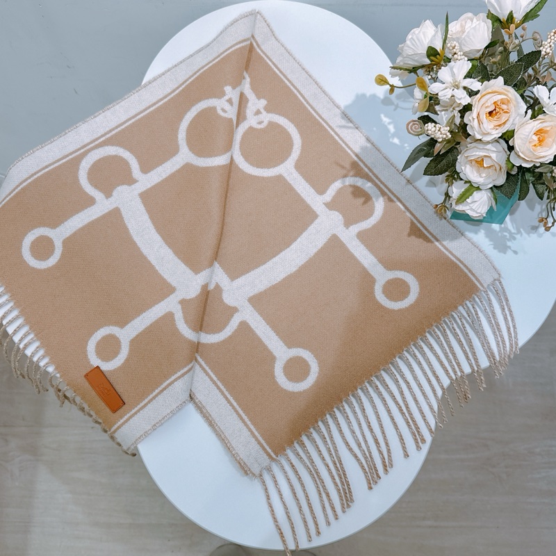 TW4366 Hermes 愛馬仕羊絨圍巾Casaque Mors 30 x 160 cm Scarf Camel / Ivoire [New]-5