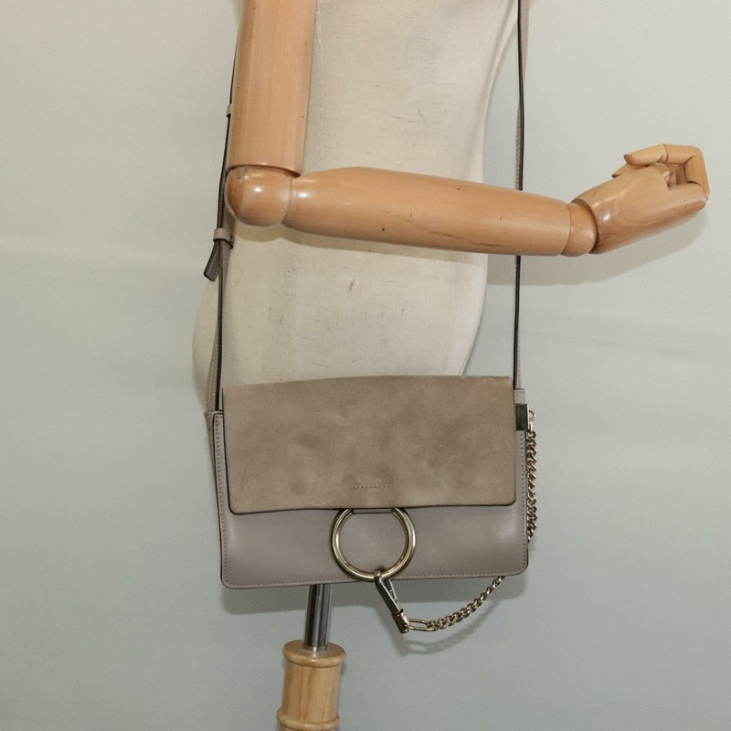 【日本直送】Chloe Fay 肩背包 皮革 灰褐色 金色 正品 BA4020-22