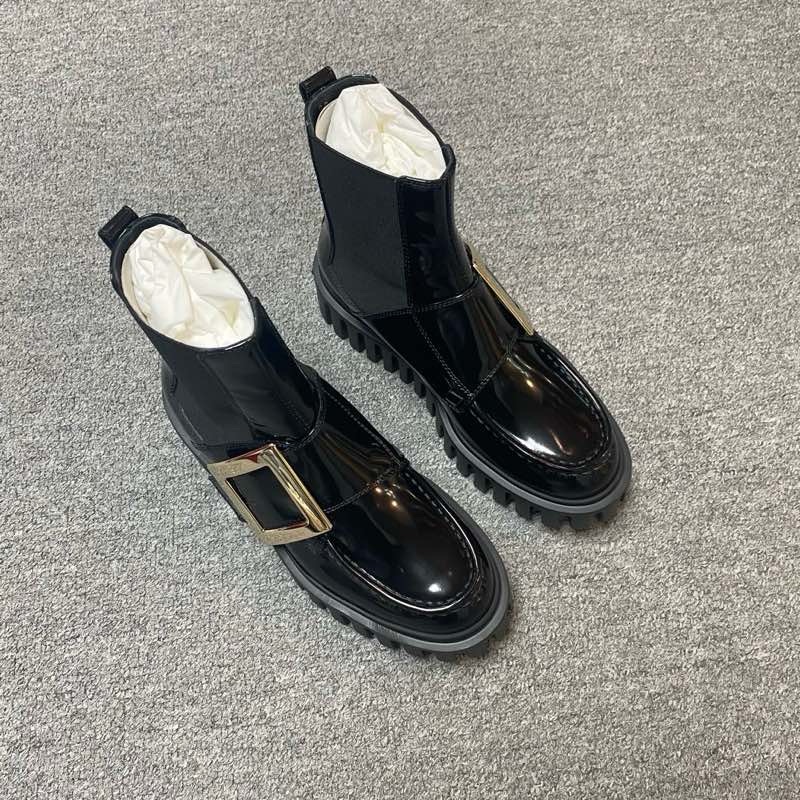 促銷品 Roger Vivier Viv’ Go-Thick 金扣 切爾西靴 39碼-0