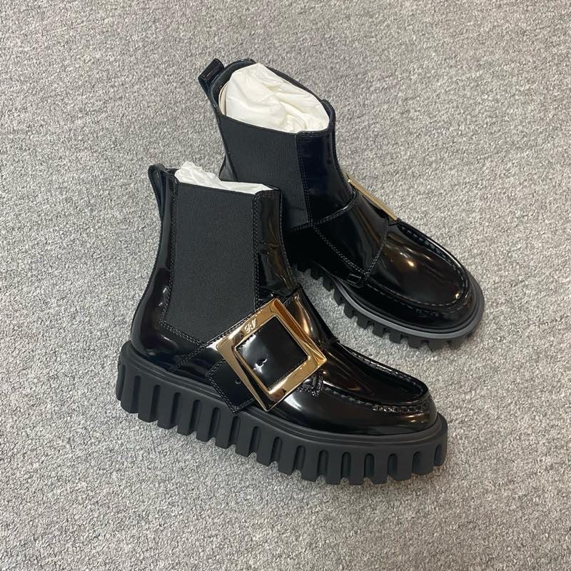 促銷品 Roger Vivier Viv’ Go-Thick 金扣 切爾西靴 39碼-1
