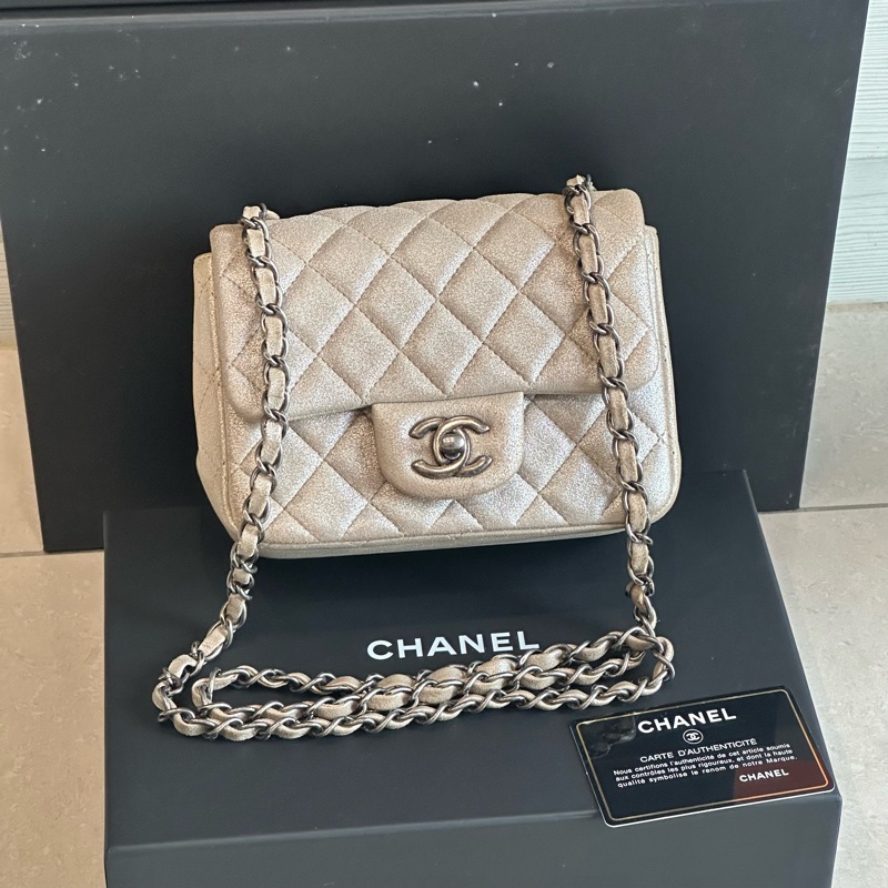 99新全配🈶️購證❤️香奈兒 #銀灰色 #香檳色 #牛皮 #方胖子-1