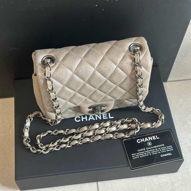 99新全配🈶️購證❤️香奈兒 #銀灰色 #香檳色 #牛皮 #方胖子-3