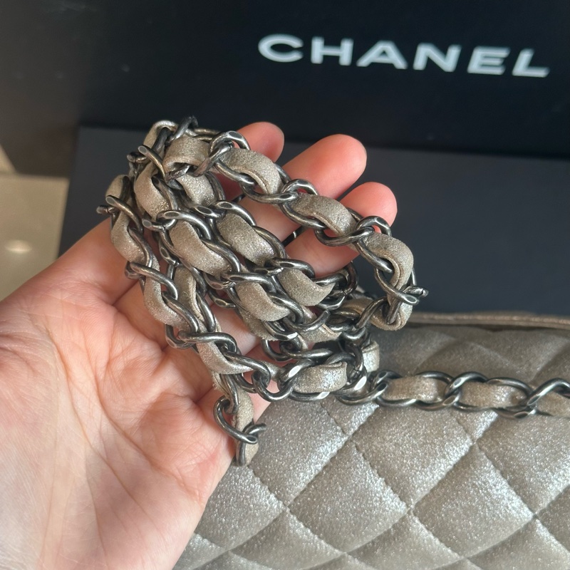 99新全配🈶️購證❤️香奈兒 #銀灰色 #香檳色 #牛皮 #方胖子-11