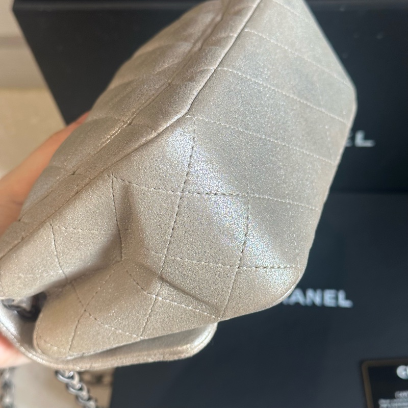 99新🈶️購證❤️ 香奈兒 #銀灰色 #香檳色 #牛皮 #方胖子-8