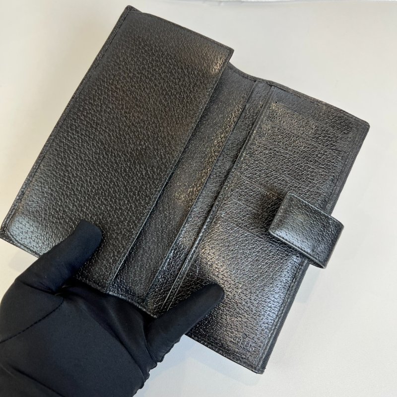 GUCCI 112715 黑老花帆布釦式長夾-4