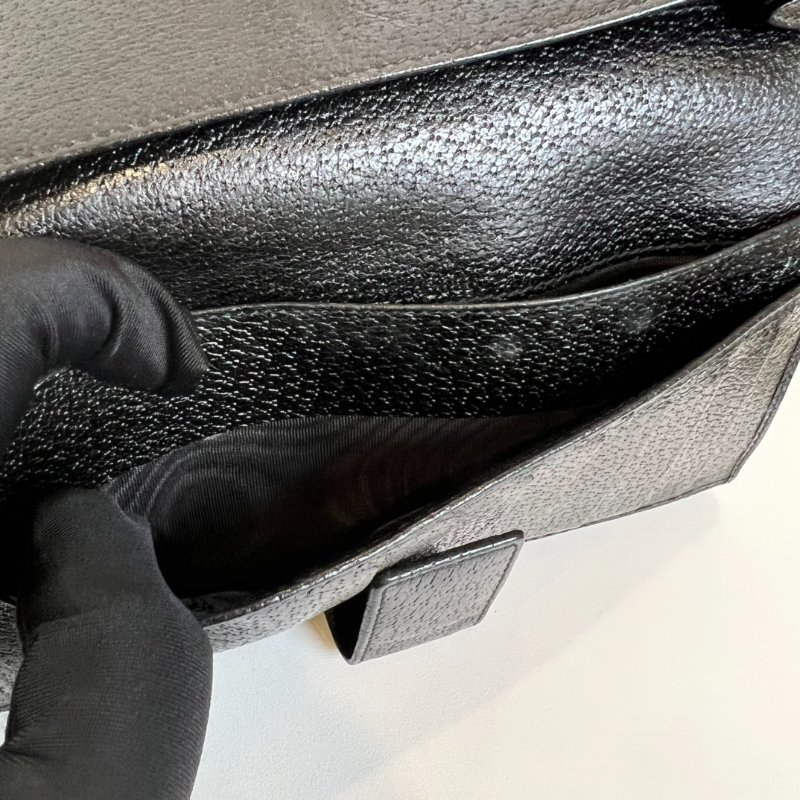 GUCCI 112715 黑老花帆布釦式長夾-7