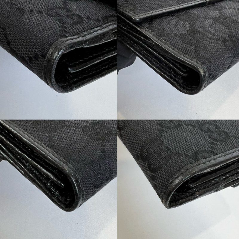 GUCCI 112715 黑老花帆布釦式長夾-9