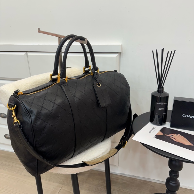 Chanel 菱格紋黑金旅行袋-2