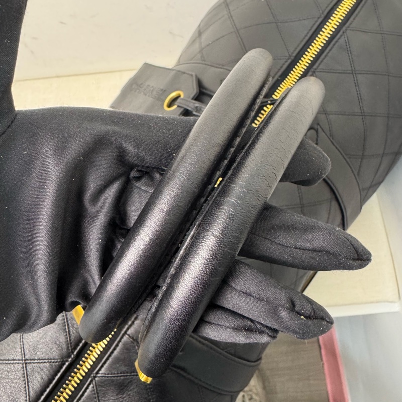 Chanel 菱格紋黑金旅行袋-8