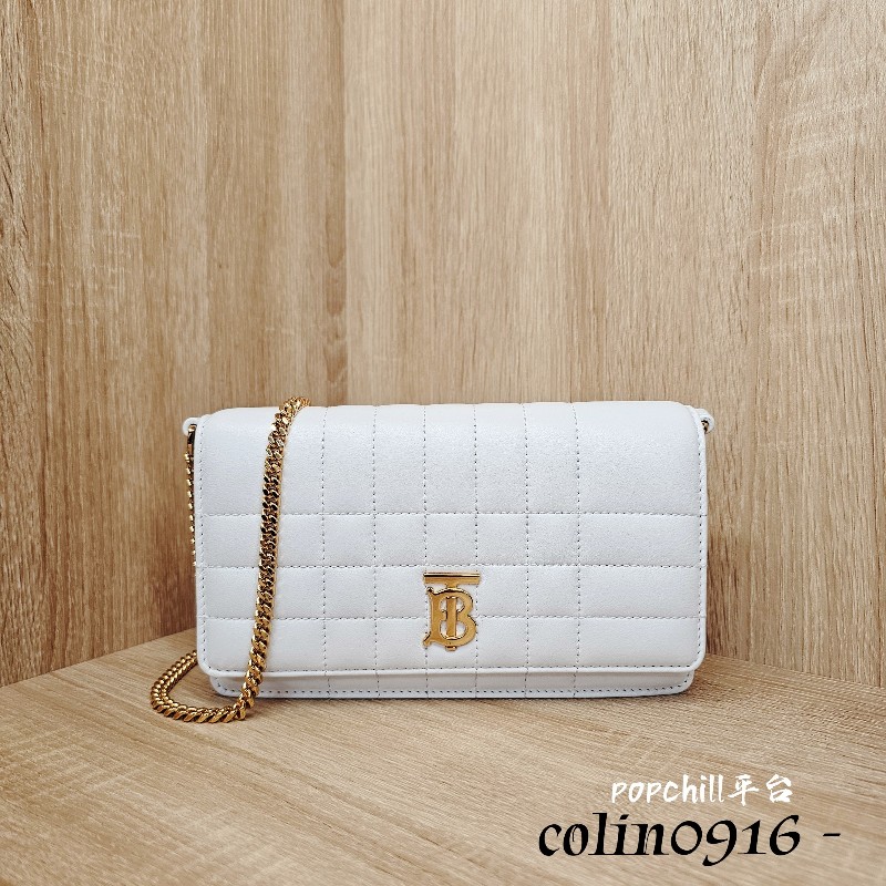 [ 出清甩賣😉] Burberry 白牛皮Lola下蓋斜背鏈包-0