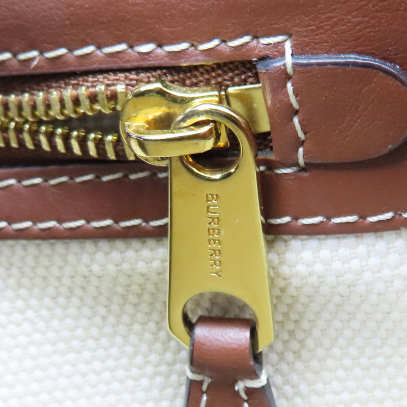 白色帆布 棕色牛皮 Mini Pocket 兩用包 8028062-14
