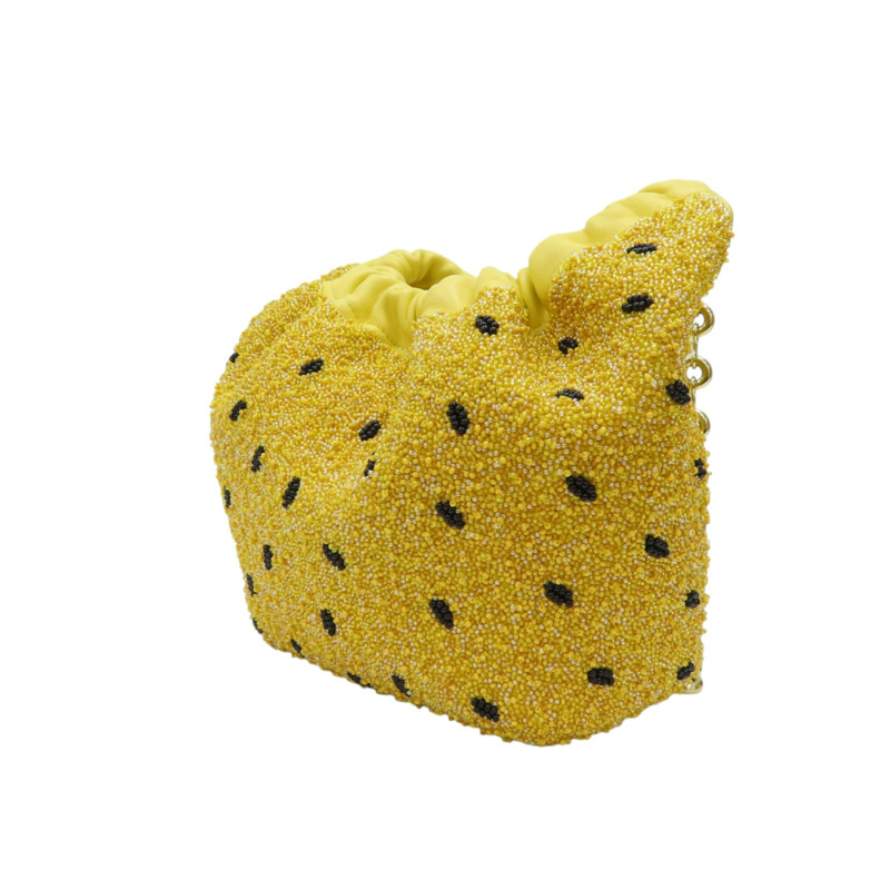 黃色 串珠 小牛皮 Mini Squeeze 肩背包【LOEWE 羅威】-2