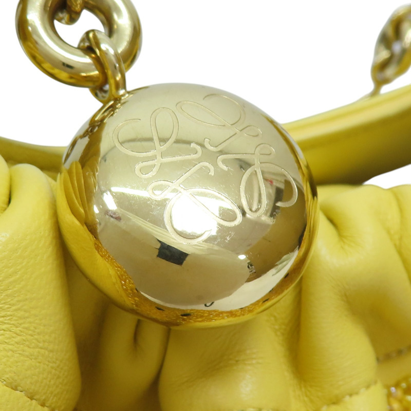 黃色 串珠 小牛皮 Mini Squeeze 肩背包【LOEWE 羅威】-6