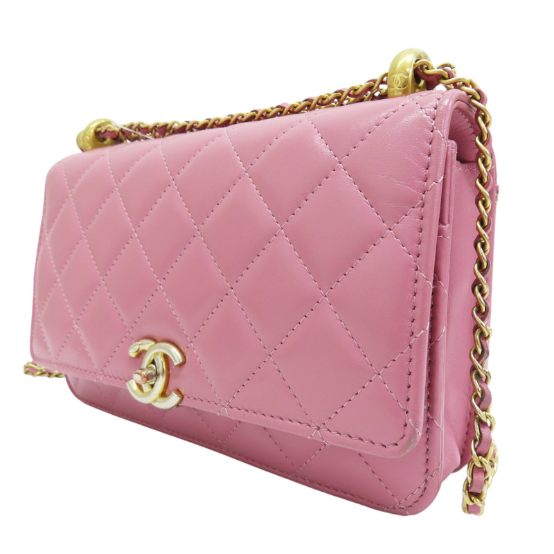 粉色 小牛皮 WOC 鍊帶 肩背包 金扣 AP2289-2