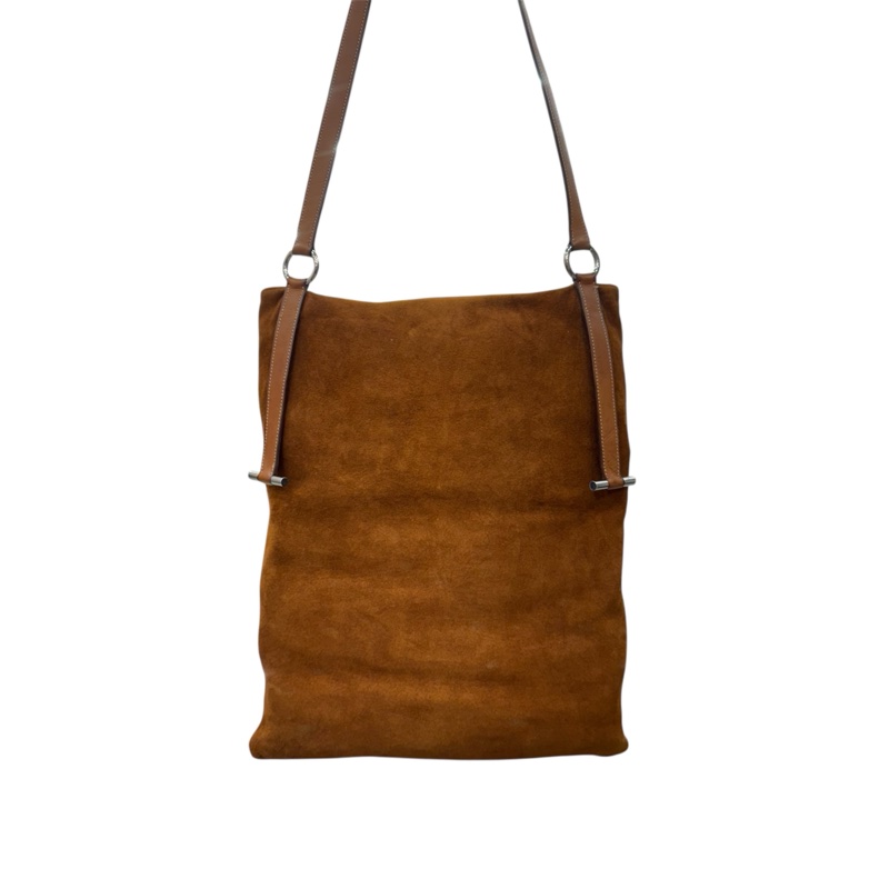 Hermes 麂皮拼皮革托特包-0