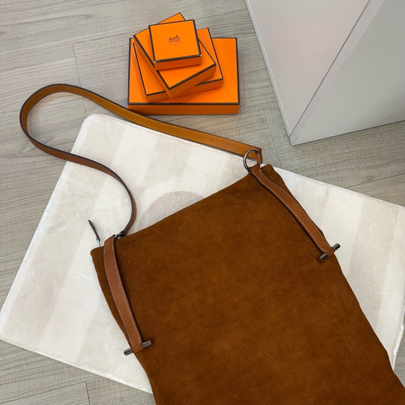 Hermes 麂皮拼皮革托特包-1