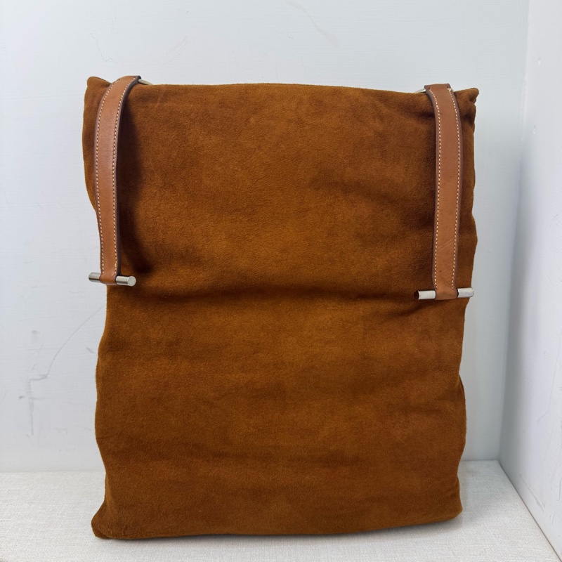 Hermes 麂皮拼皮革托特包-3