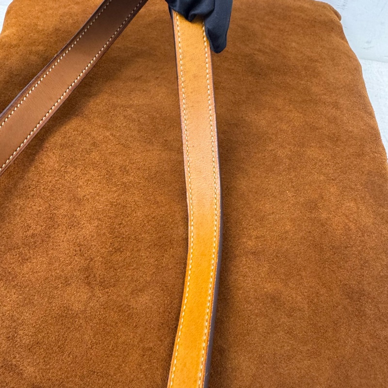 Hermes 麂皮拼皮革托特包-19