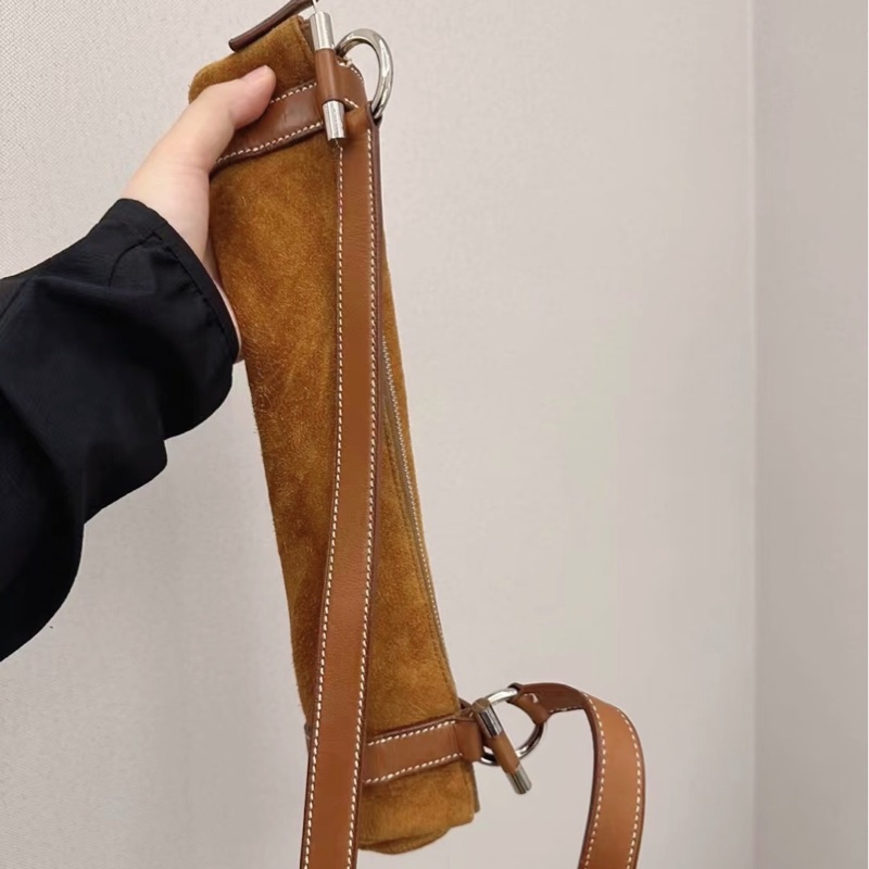 Hermes 麂皮拼皮革托特包-23