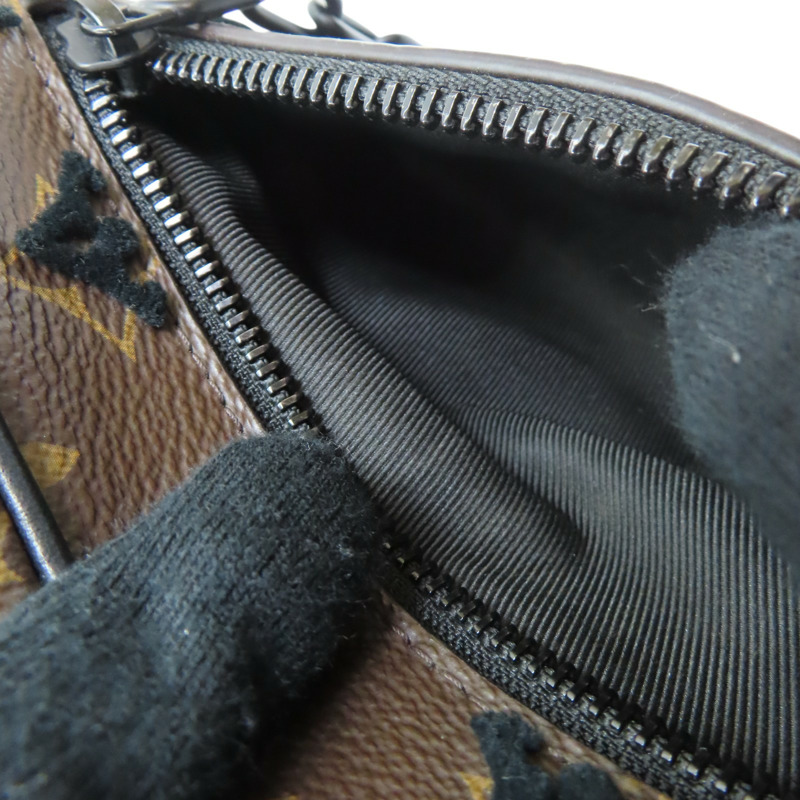 棕色帆布黑色絨布 Mini Soft Trunk 肩背包 M68970-7