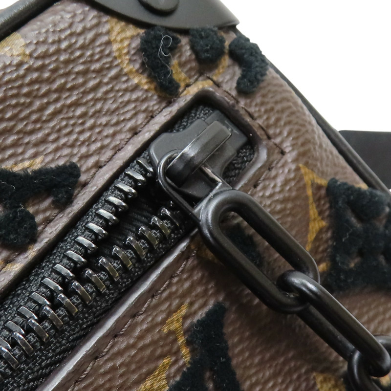 棕色帆布黑色絨布 Mini Soft Trunk 肩背包 M68970-10