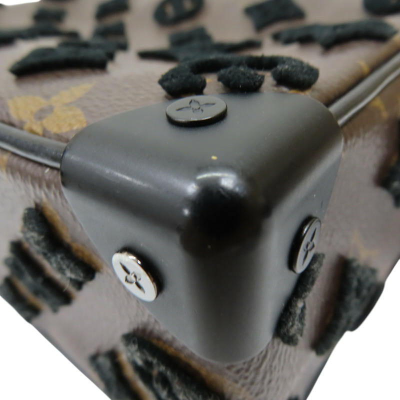 棕色帆布黑色絨布 Mini Soft Trunk 肩背包 M68970-13