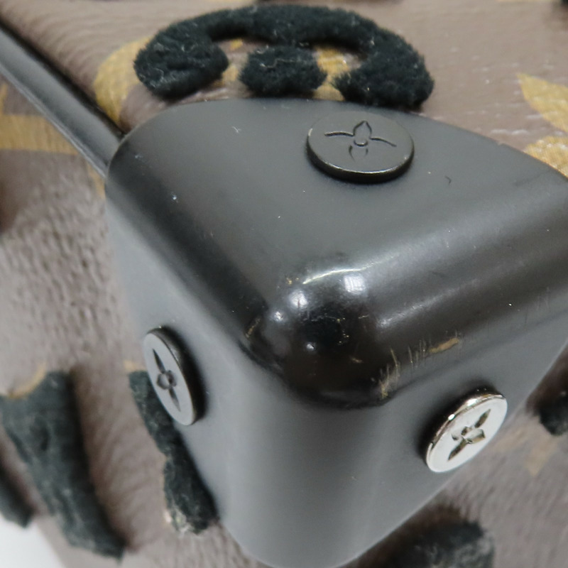 棕色帆布黑色絨布 Mini Soft Trunk 肩背包 M68970-16