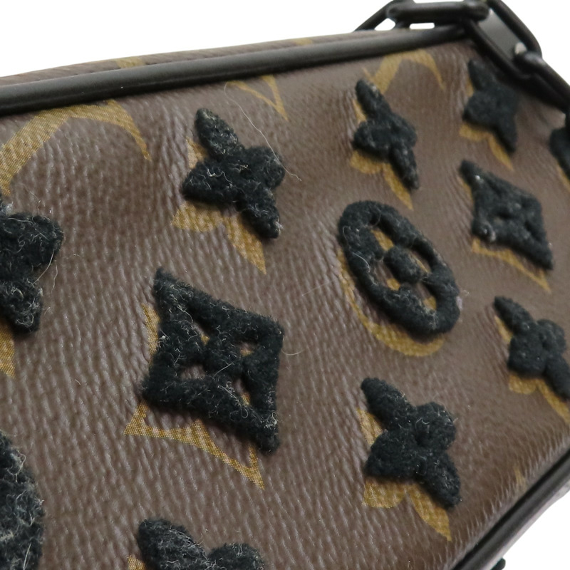 棕色帆布黑色絨布 Mini Soft Trunk 肩背包 M68970-17