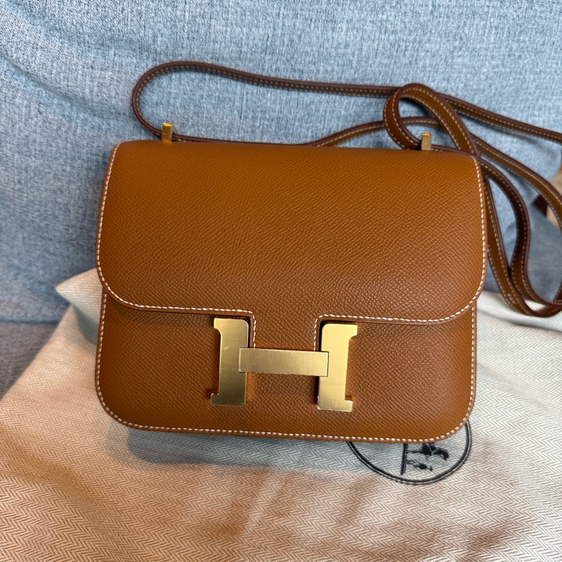 💖Hermes mini Constance💖 金棕金釦 K刻 全新全配-0
