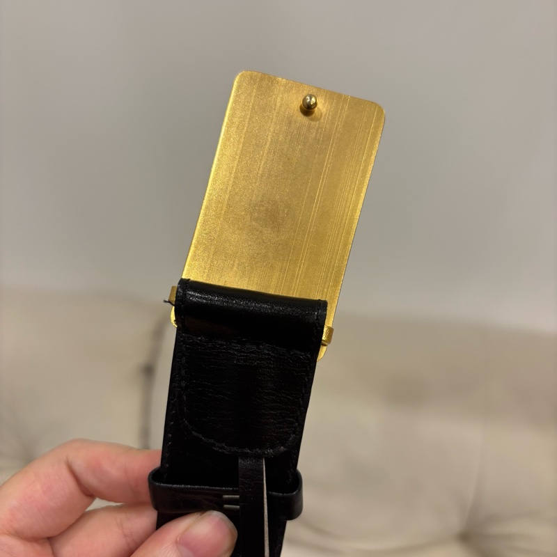 Celine 馬車腰帶 皮帶 黑金 中古 Vintage-9