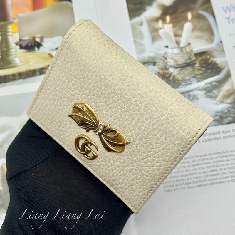 GUCCI經典蝴蝶結金屬 LOGO 卡夾-16