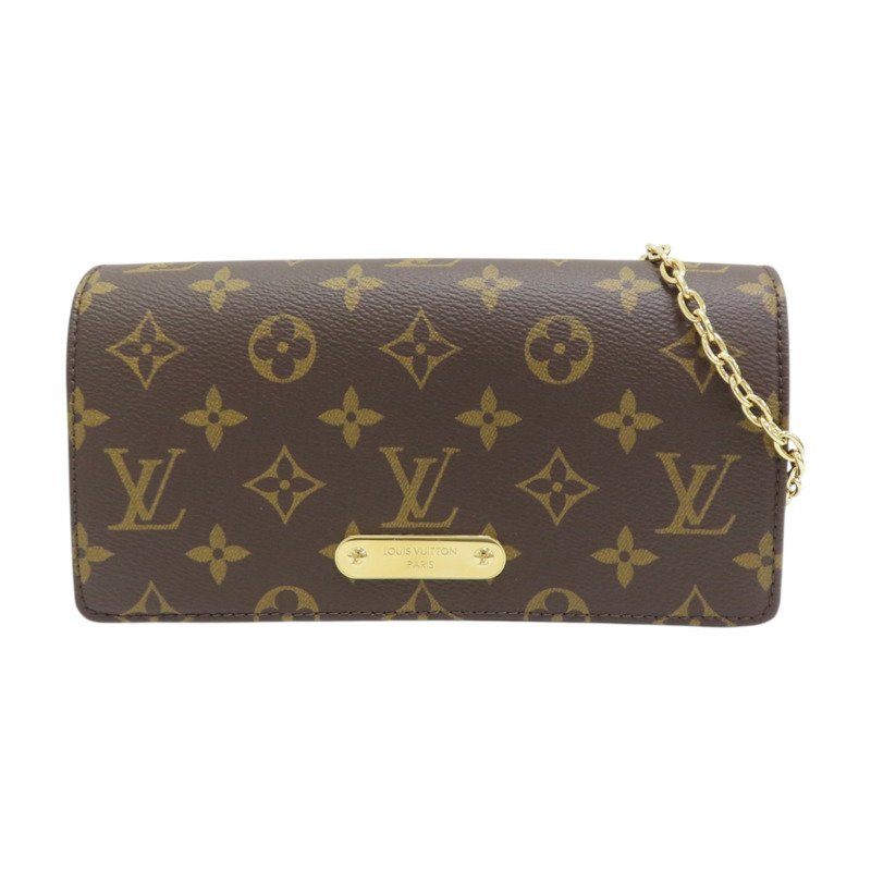 棕色 原花帆布 Wallet On Chain Lily 肩背包 M82509-0