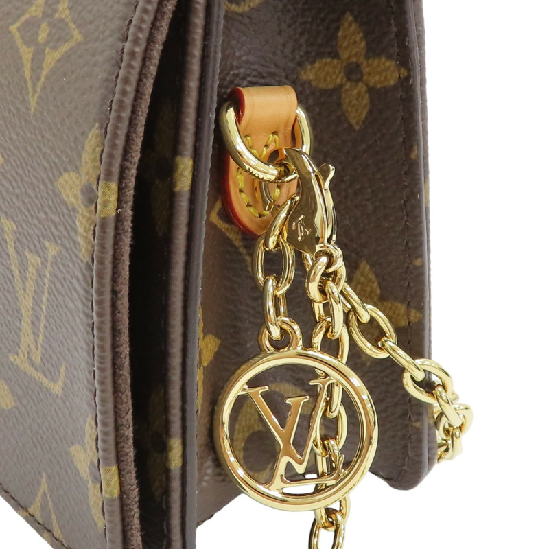 棕色 原花帆布 Wallet On Chain Lily 肩背包 M82509-8