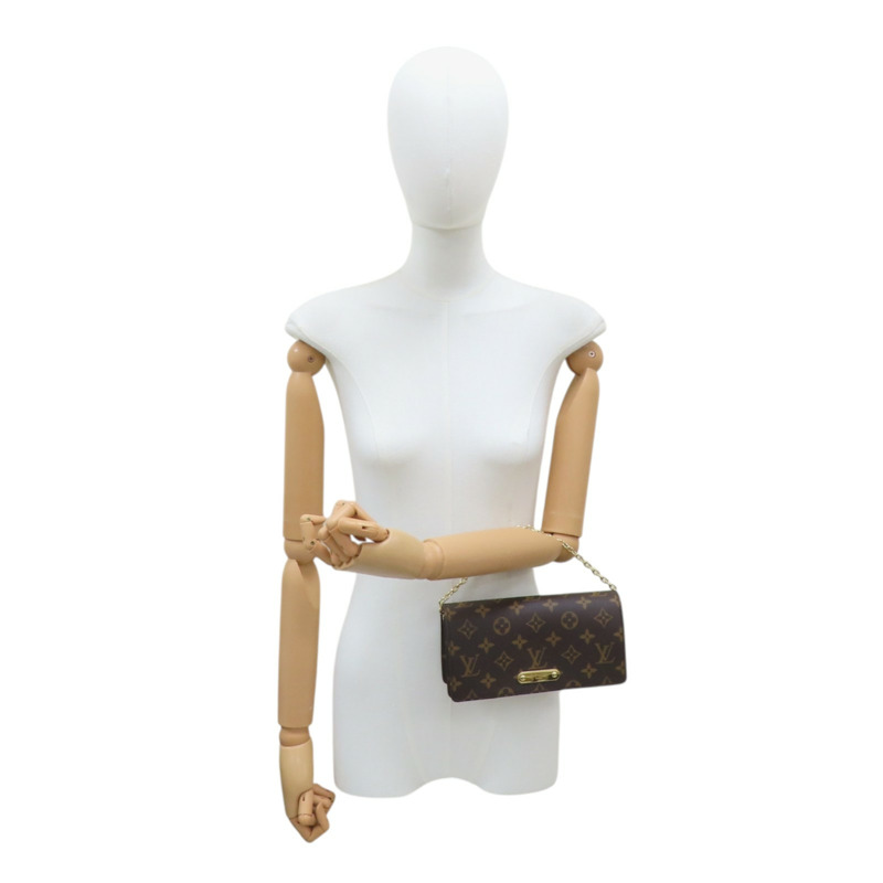 棕色 原花帆布 Wallet On Chain Lily 肩背包 M82509-11